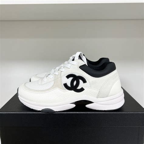 chanel black white sneaker|Chanel white sneakers for women.